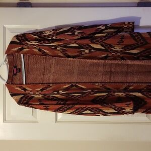 Long Aztec Print Cardigan
